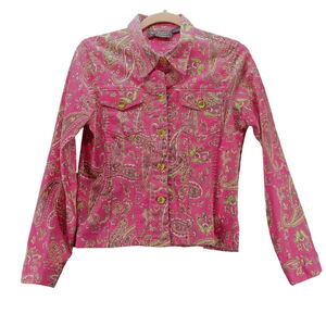 New Identity Womens Button Up Multi-Color Size Medium Cotton/Blend Long Sleeve